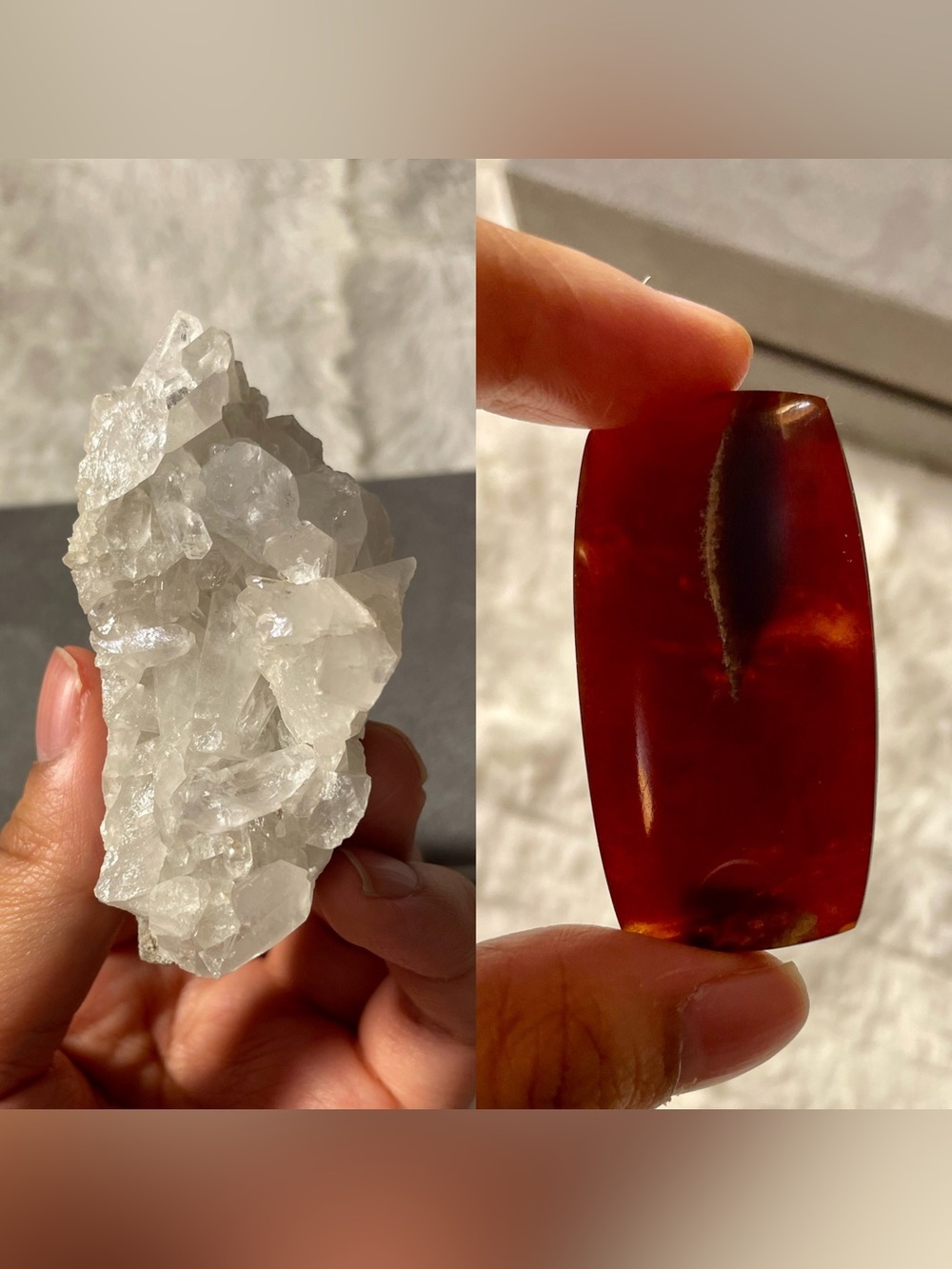 2 Piece Healing Crystal Bundle/Set — Clear Quartz, Natural Amber